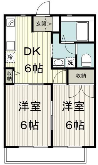 SUN DIAS(2DK/2階)の間取り写真