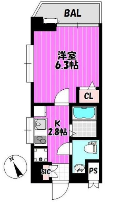 フランボアーズ元代々木町(1K/2階)の間取り写真