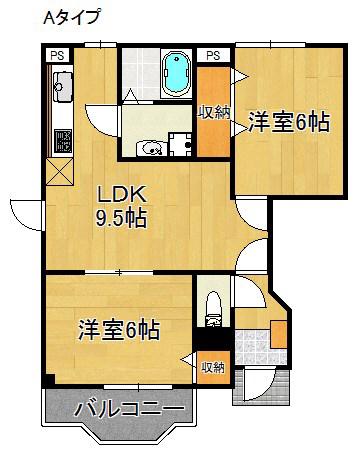 フォンテーヌ北館・南館(2LDK/1階)の間取り写真