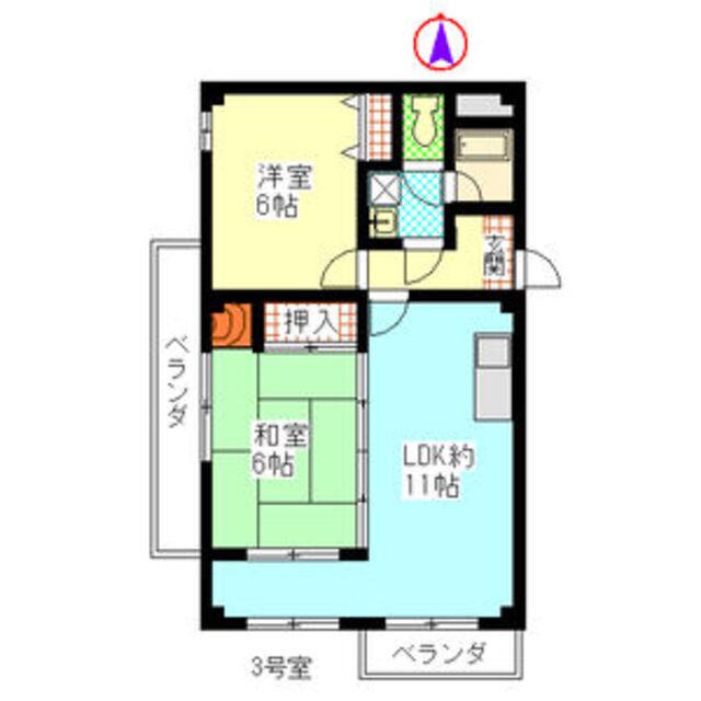 ドリームハイツエリカ(2LDK/9階)の間取り写真