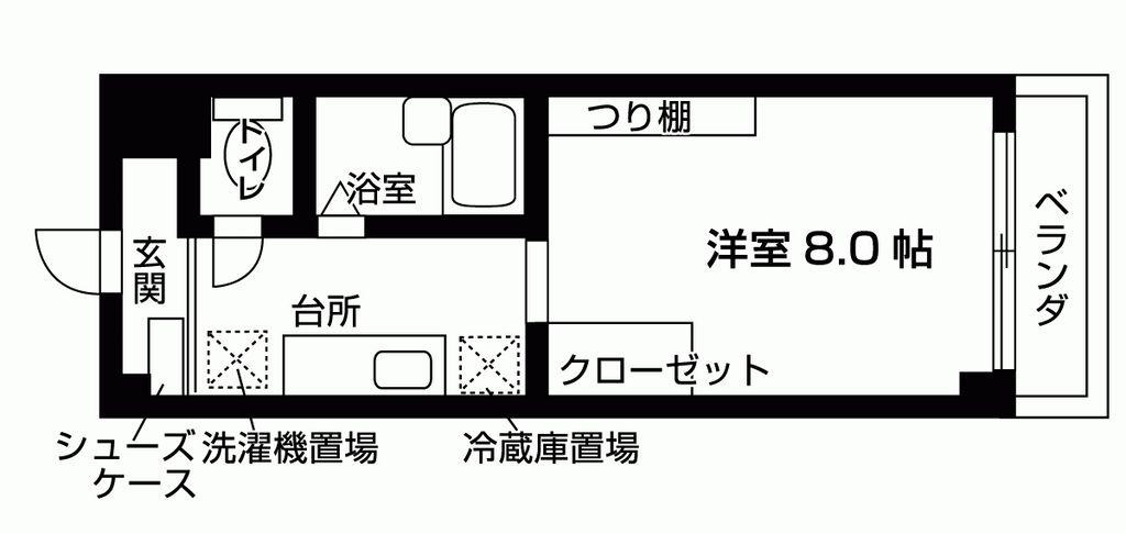 カレッジライフ習志野(ワンルーム/2階)の間取り写真