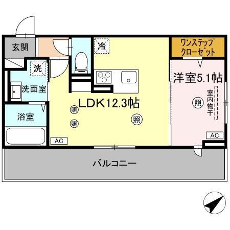SARASA(1LDK/2階)の間取り写真