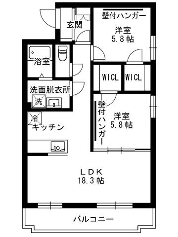 ティスクエアガーデン(2LDK/2階)の間取り写真