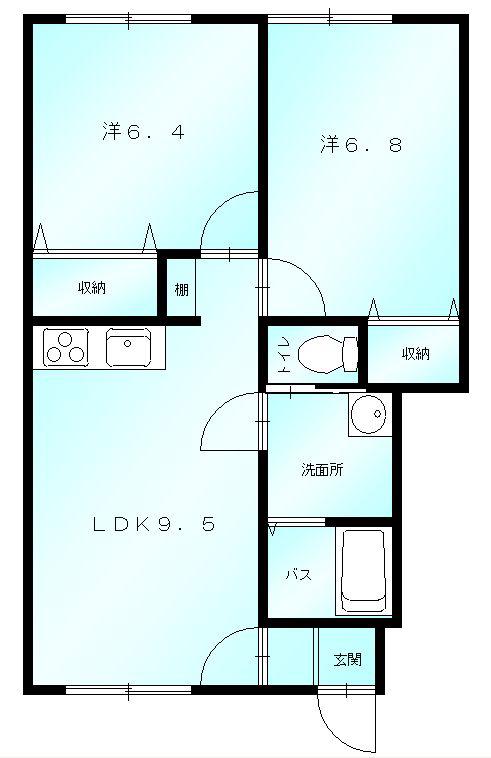 アズーリII(2LDK/1階)の間取り写真