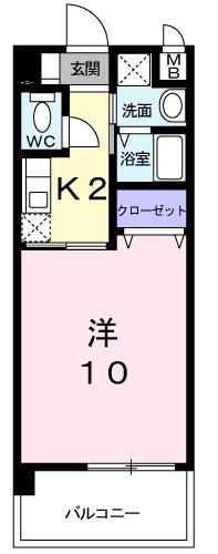 カレント.タウニー(1K/2階)の間取り写真