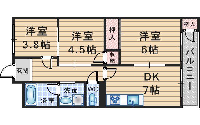 第2尾形マンション(3DK/1階)の間取り写真