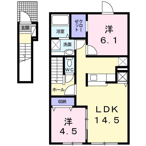 ルーマ フォンテ(2LDK/2階)の間取り写真