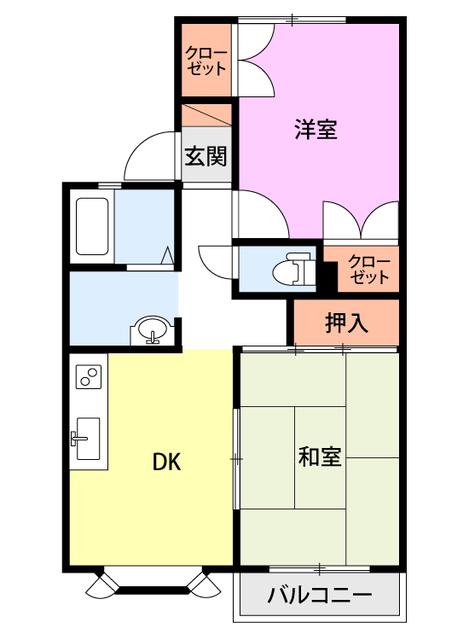 サンフォーレ(2DK/1階)の間取り写真