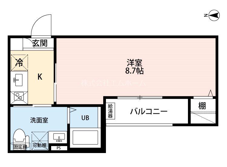 CRASTINE豊が丘(1K/1階)の間取り写真