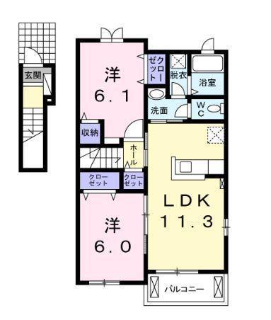 プリンセス バニラ(2LDK/2階)の間取り写真