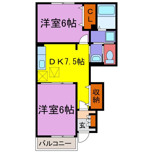 アルコバレーノI・II(2DK/1階)の間取り写真