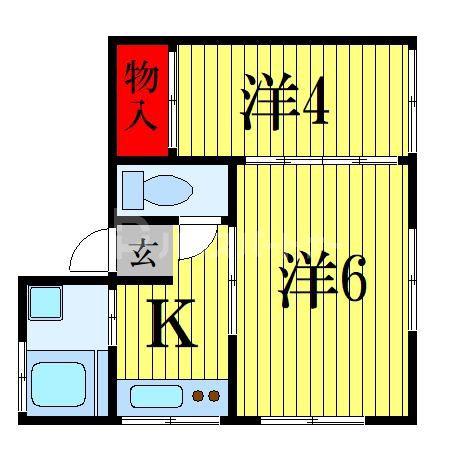 宇津木ハイツ(2K/2階)の間取り写真