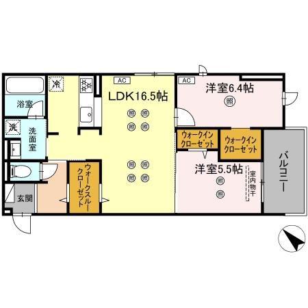 D-ROOM東雲町(2LDK/2階)の間取り写真