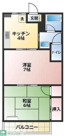 貸アパート 前橋市元総社町(2DK/2階)の間取り写真