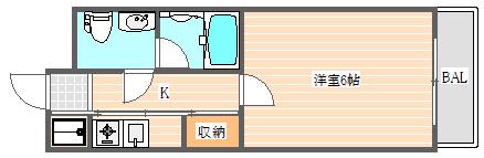 エステートモア西大橋(1K/4階)の間取り写真