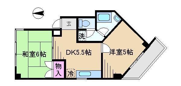 第3なり駒ビル(2DK/2階)の間取り写真