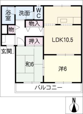 サンレジデンス江西(2LDK/2階)の間取り写真