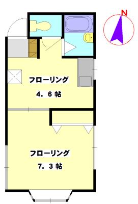 第2ユーコー木倉(1K/1階)の間取り写真