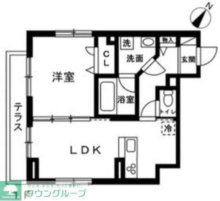 蕨市錦町4丁目  北棟(1LDK/1階)の間取り写真