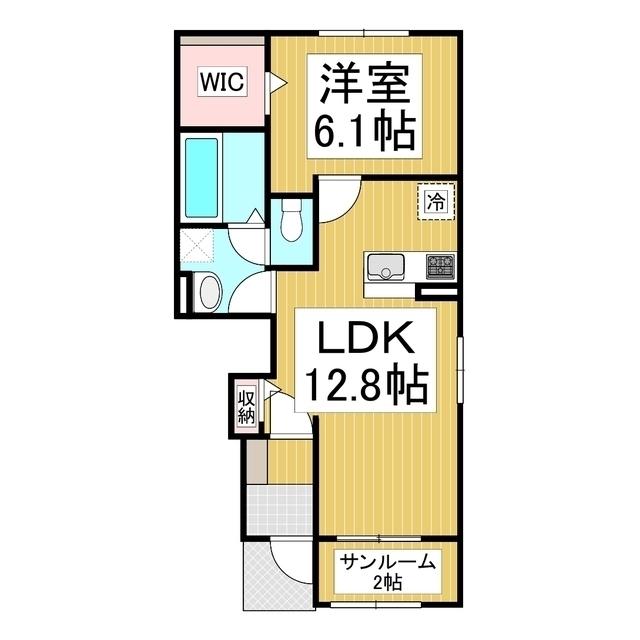 サニーテラス A(1LDK/1階)の間取り写真