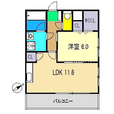 マリベールフォンテ(1LDK/1階)の間取り写真