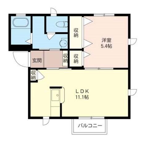 プランドールF棟(1LDK/1階)の間取り写真