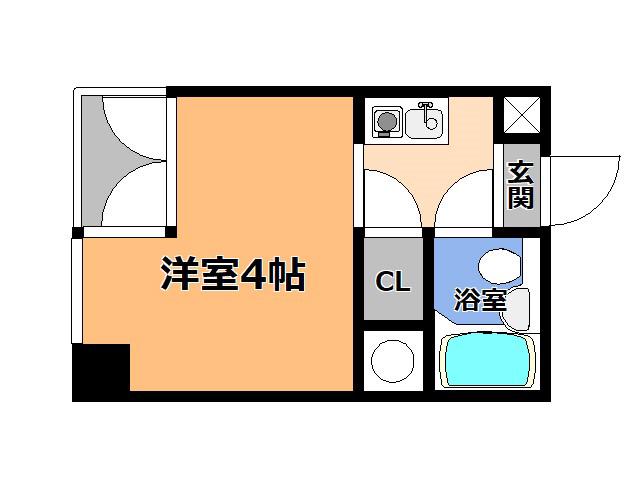 宇都宮ダイカンプラザスポーツメント(1K/4階)の間取り写真