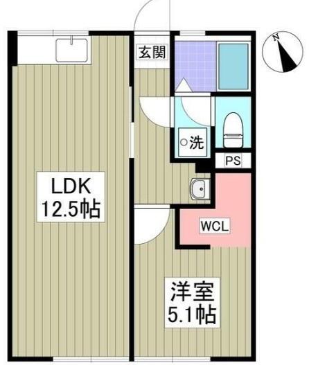 サンライフII(1LDK/2階)の間取り写真
