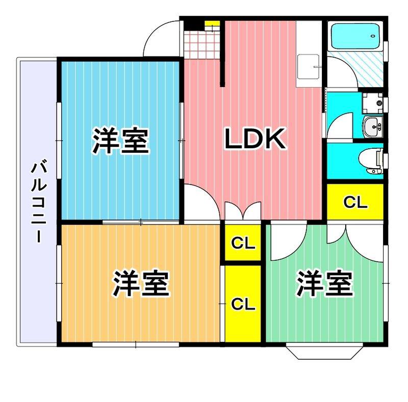 メゾン上熊本(3DK/1階)の間取り写真