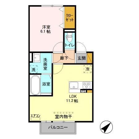 バードネイチャー E棟(1LDK/2階)の間取り写真
