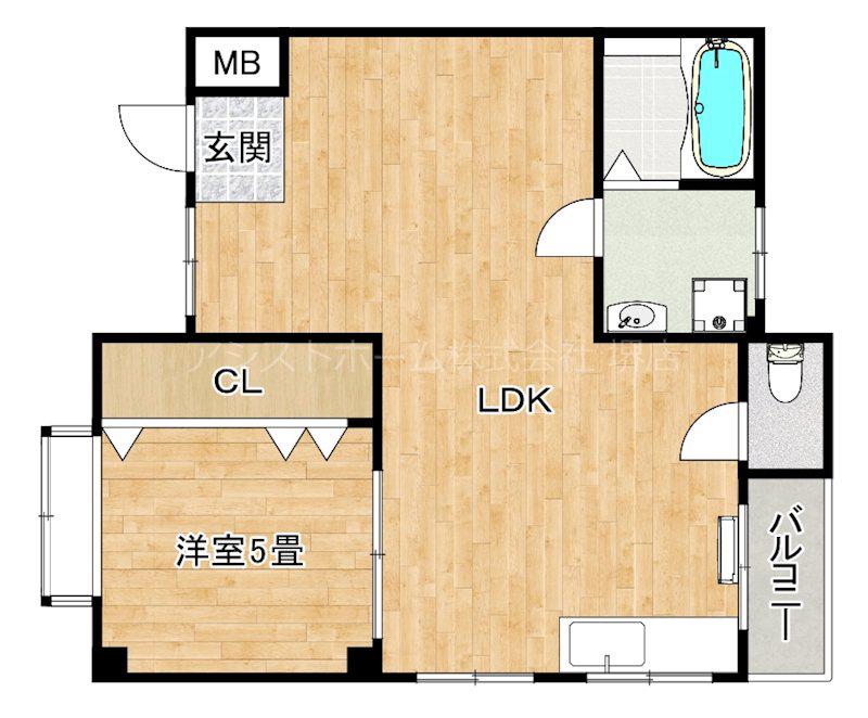 エイトビル(1LDK/3階)の間取り写真