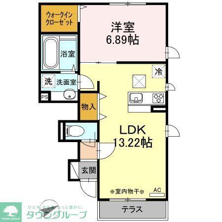 リヴェール(1LDK/1階)の間取り写真