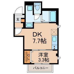 グランヴィーネ ICHIKAWA(1DK/1階)の間取り写真