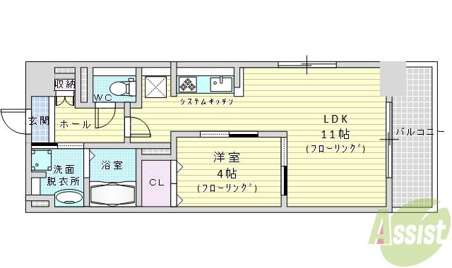 江坂 和(1LDK/2階)の間取り写真