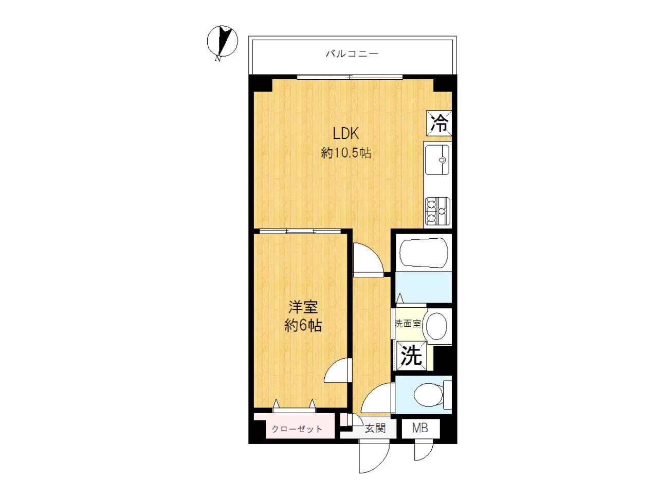ヴィラージュ藍染(1LDK/3階)の間取り写真