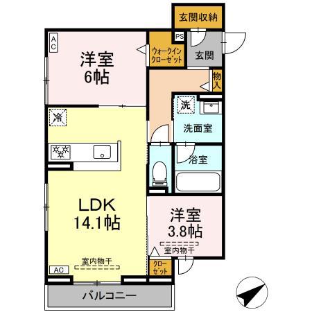 D CREST中原 205(2LDK/2階)の間取り写真