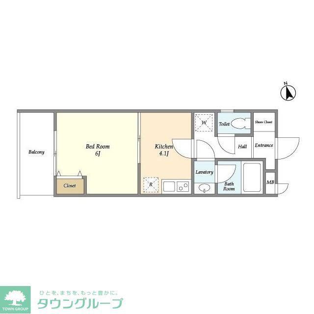 グランウッズ自由が丘(1K/2階)の間取り写真