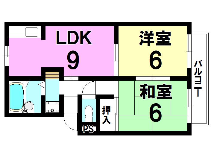 メゾン池田D(2LDK/1階)の間取り写真