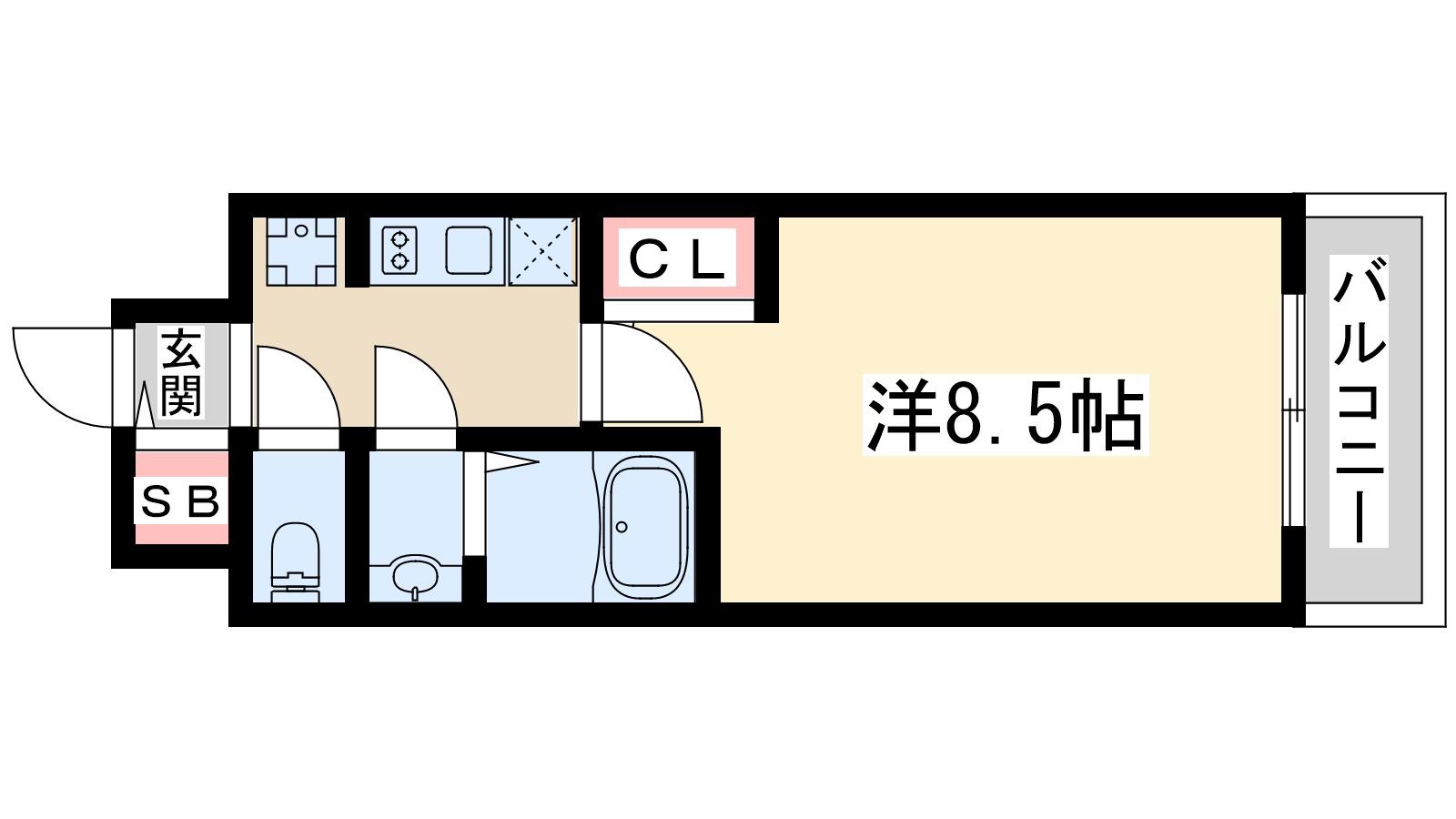 フェニックス新大阪(1K/15階)の間取り写真