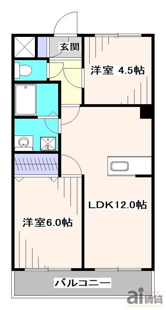 ガーデンハイツ花小金井(2LDK/3階)の間取り写真
