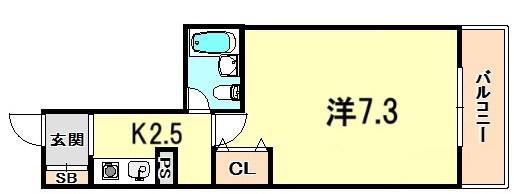 アスライフ湊川公園(1K/5階)の間取り写真
