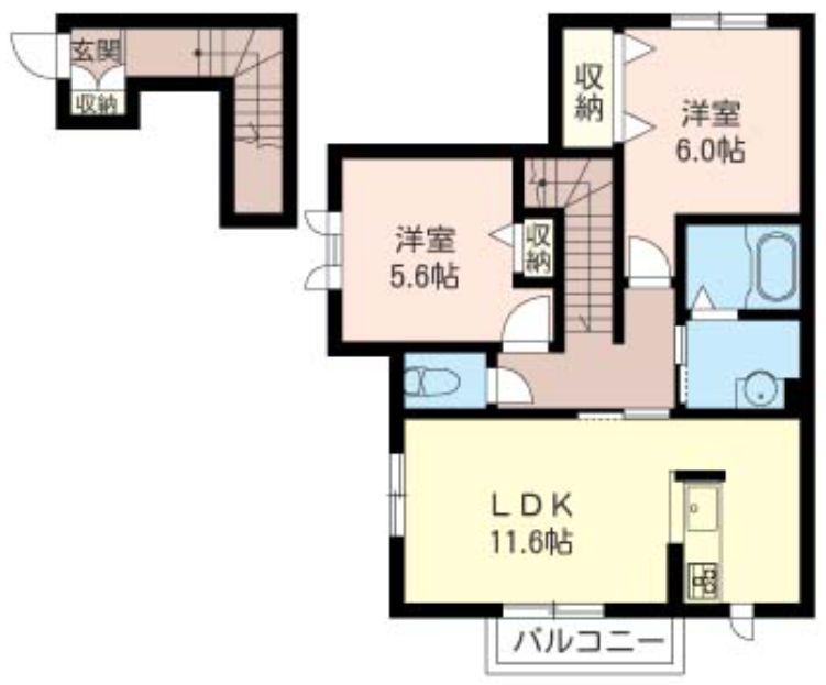 エトワール(2LDK/2階)の間取り写真