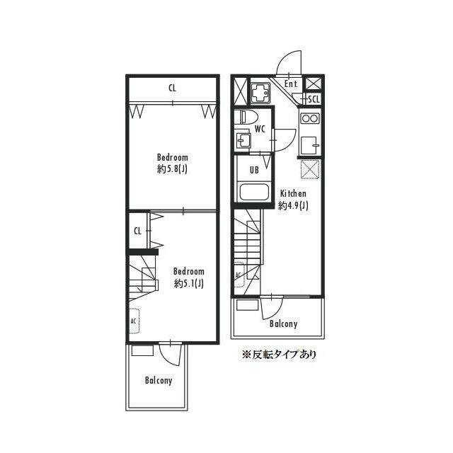 プライマル下北沢(2DK/B1階)の間取り写真