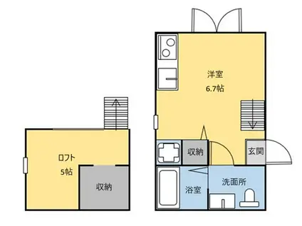プリマ前橋弐番館(1K/1階)の間取り写真