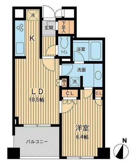 アーデン駒沢パークフロント(1LDK/6階)の間取り写真