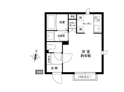 エスポワール浅田(1K/1階)の間取り写真