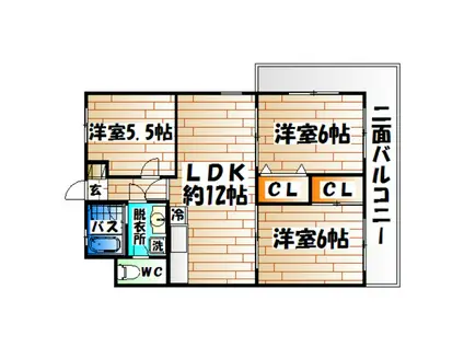 白川コーポ(3LDK/4階)の間取り写真
