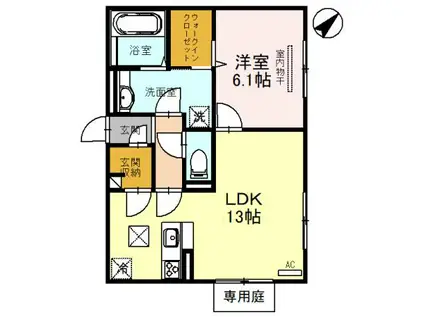 リジエール加古川(1LDK/3階)の間取り写真