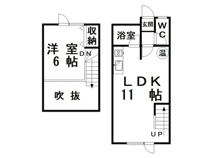 中央マンション(1LDK/1階)の間取り写真