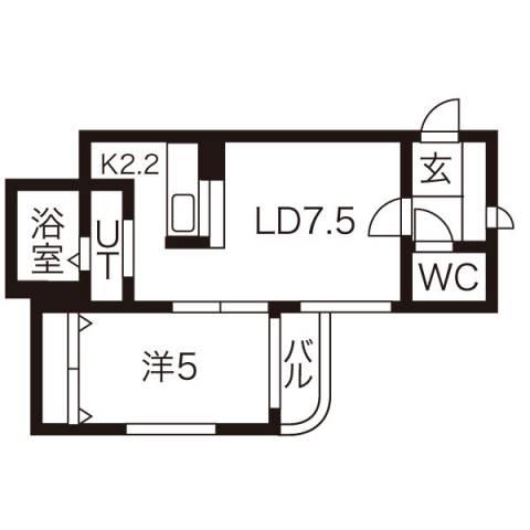 エルミタージュ(1LDK/2階)の間取り写真